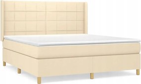 vidaXL Kontinentálna posteľ s matracom, krémová, tkanina, 180 x 200 cm