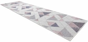 Koberec / behúň šnúrkový SIZAL SION Geometrický, Trojuholníky 3006 ploské tkanie biely / ružový