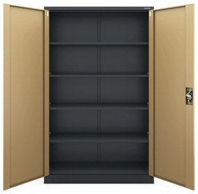 Kancelárska kovová skrinka na dokumenty JAN II, Eco Design: antracit/orech