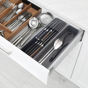 Organizér do zásuvky, príborník 2v1 GREY na varešky a nože 40 x 26,5 cm