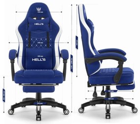 Pohodlná herná a kancelárska stolička HC-1015 s podnožkou - modrá