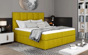 Box spring posteľ Grass 200x185cm, žltá žinilka