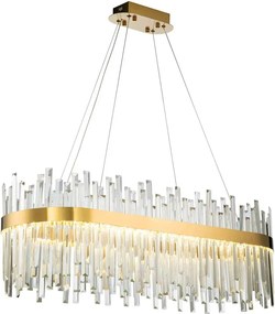 Toolight Toolight, LED krištáľové svietidlo 80x35 cm, APP1513-CP80, zlatá matná, OSW-03260