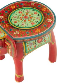 Drevený farebný stôl / stolička slon Mumbai mango wood - 48*35*36 cm