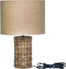 Stolová lampa s drevenou základňou a ľanovým tienidlom Pipp - 37*57 cm/ E27