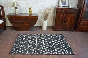 styldomova Šnúrkový koberec sizal floorlux 20508 trojuholník čierny/strieborný
