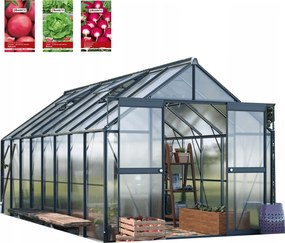 Skleník z polykarbonátu záhradný 5x3 zasúvací silný 490x244 cm 3x5 čierny