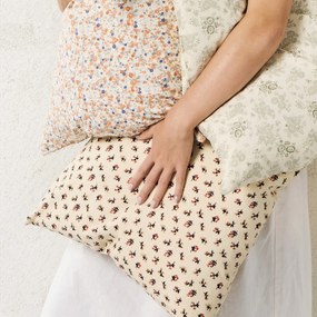 Ib Laursen Poťah na vankúš Antonia Beige/Brown/Red Flowers 50 × 50 cm