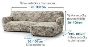 Bielastické poťahy MARMO béžové sedačka s otomanom vpravo (š. 170 - 300 cm)