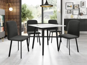 Jedálensky set so 4 stoličkami Renkiz S 85/85, Farby:: Amor Velvet 4321, Farby:: biela / čierna