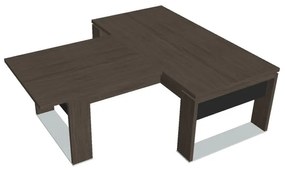 Stôl Verno+ S 200 x 220 cm s rokovacím prvkom, dub antracit / čierna