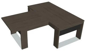 Stôl Verno+ S 200 x 220 cm s rokovacím prvkom, dub antracit / čierna