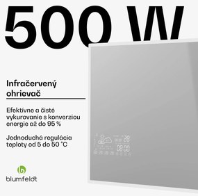 Blumfeldt Infračervený ohrievač, Smart Mirror, Infračervené žiarenie, 500 W, IP44