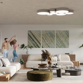 Závesné svietidlo Arena, 1x sivé plastové tienidlo, (biely plast), (fi 35 cm)