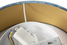 Moderné stropné svietidlo modré 30 cm so zlatým vnútrom - Drum