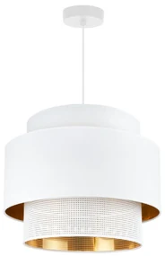 Závesné svietidlo Asti, 1x PVC/biele textilné tienidlo, (fi 35cm), g/c, w