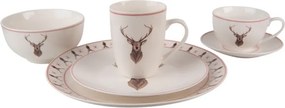 Porcelánová šálka s tanierikom s jeleňom Cosy Lodge - 12*9*6 cm / 200 ml