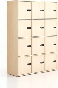 Kancelárska skriňa FRAME, 12x dvere, 1299 x 450 x 1735 mm, mechanický kódový zámok, breza