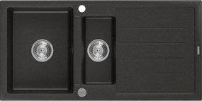 Mexen Andres - granitový drez 100,0x50,0cm, 1,5-komorový, čierna-zlatá, 6515101510-75