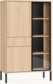 Vysoká vitrína so zásuvkou s osvetlením Harmona 92 cm - dub lindberg