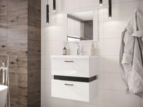 Kúpeľňový nábytok Torvaldi V, Sifón: bez sifónu, Umývadlo: áno, Farby: biela / biela + čierny mat