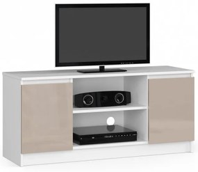 Stolík pod TV RTV 120 2D 1P biely / cappuccino, lesk
