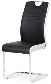 Autronic - jedálenská stolička, koženka čierna / biele boky, chróm - DCL-406 BK