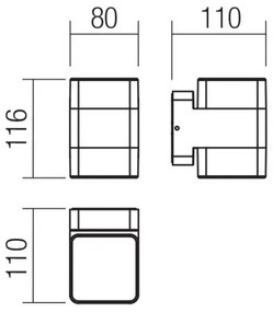 Redo 90492 - LED Vonkajšie nástenné svietidlo TOK LED/14,8W/230V IP44 antracit