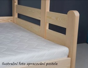 Detská posteľ z masívu borovice TOMÁŠ II s prístelkou a šuplíkmi - 200x90 cm - prírodná borovica