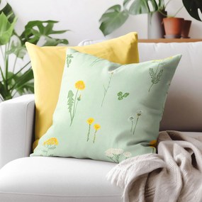 Goldea bavlnená obliečka na vankúš - lúka na zelenej režnej 40 x 40 cm