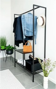 Čierny šatníkový viacúčelový regál s 2 policami House Nordic Vita, 170 x 101 cm