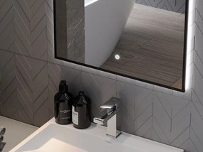 Mexen Erma osvetlené kúpeľňové zrkadlo 60 x 80 cm, LED 6000K, proti pare, čierny rám - 9814-060-080-611-70