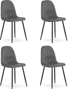 Jedálenská stolička PADVA VELVET s čiernymi nohami, tmavosivá