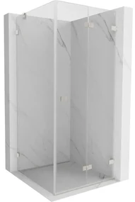 Mexen Lunar-F, sklápací sprchový kút pravý 100 x 100 cm, 8mm číre sklo, oceľový profil, 836-100-100-97-00-P