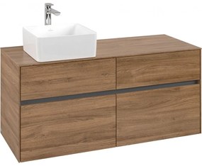 VILLEROY &amp; BOCH Collaro závesná skrinka pod umývadlo na dosku (umývadlo vľavo), 4 zásuvky, 1200 x 500 x 548 mm, Oak Kansas, C04200RH