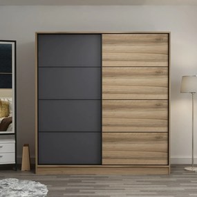 Šatníková skriňa Linea s dostatkom úložného priestoru 190 x 180 x 52 cm, dore a antracitová