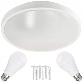 BERGE Okrúhle biele prisadené stropné svietidlo N/T 2x E27 + 2x LED žiarovka