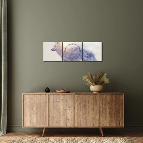 Obraz - Arktický vlk zrkadliaci divokú krajinu (s hodinami) (90x30 cm)