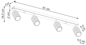 Bodové svietidlo Karbon, 4x zlaté kovové tienidlo, (možnosť polohovania)