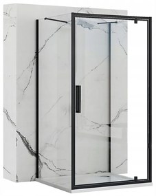 Rea Rapid Swing, 3-stenový sprchovací kút 70 (dvere) x 100 (stena) x 195 cm, 6mm číre sklo, čierny profil, KPL-009948