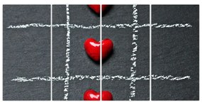 Šachovnica s červenými srdci