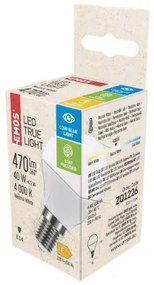 EMOS LED žiarovka True Light, E14, 4,2 W, 470lm, neutrálna biela