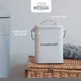 Sivá nádoba na kompostovateľný odpad Kitchen Craft Living Nostalgia, 3 l