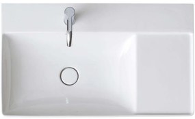 DURAVIT DuraSquare asymetrické umývadlo do nábytku s otvorom, bez prepadu, odkladacia plocha vpravo, spodná strana brúsená, 800 x 470 mm, biela, s povrchom WonderGliss, 23488000711