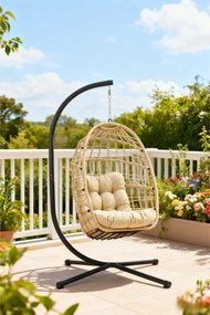 Skládací závěsné houpací křeslo Houseland Chloe pískové