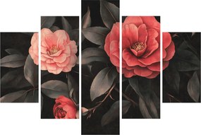 Obraz - Červené kvety na tmavom pozadí (150x105 cm)