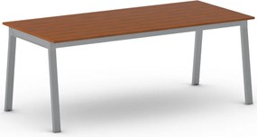 Rokovací kancelársky stôl PRIMO BASIC, 200x90 cm, sivostrieborná podnož, čerešňa