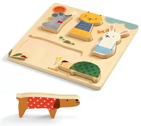 Detské vkladacie drevené puzzle s motívmi domácich maznáčikov Djeco