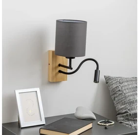Brilagi - LED Nástenná lampa NUBILA WOOD 1xE27/25W/230V + LED/3W dub/antracit BG1564G