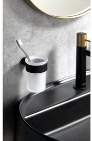 Gedy - Nástenný stojanček na zubné kefky PIRENEI mliečne sklo/čierna